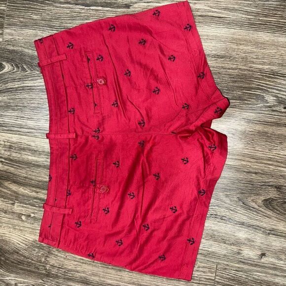 British Khaki Women’s Chino Shorts Red/Navy Blue Anchor Print US Size 8 - Picture 5 of 5